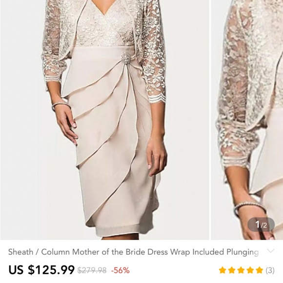 Sheath/Column Mother of the Bride Dress Wrap Included - Picture 7 of 7